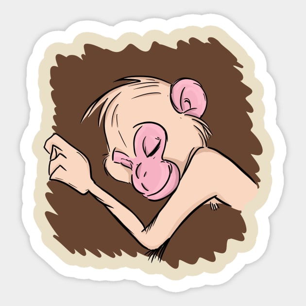 cute monkey sleeping, kids t-shirt Sticker by BINTSTUDIO